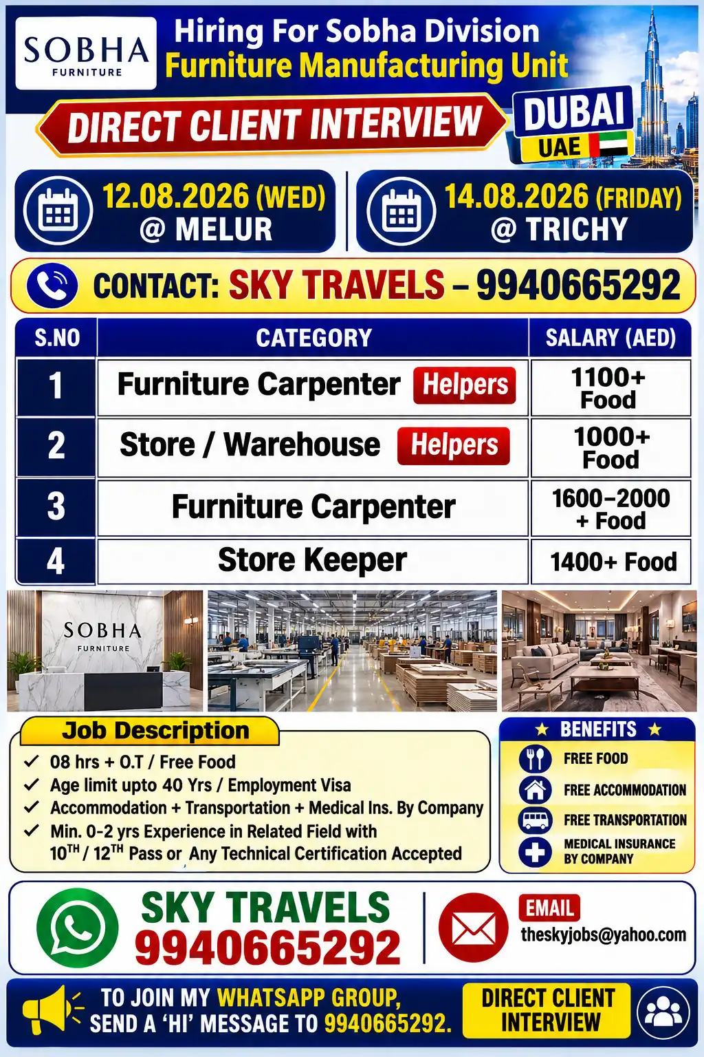 Sobha Furniture Manufacturing Unit – Dubai