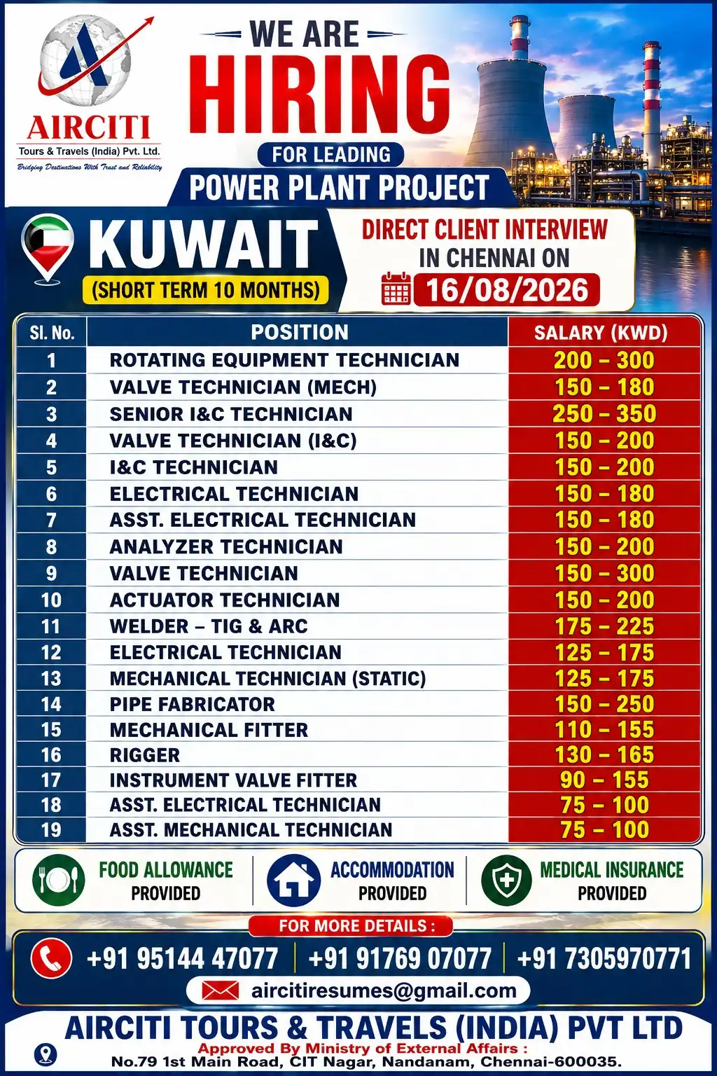 Technician & Skilled Worker Vacancies