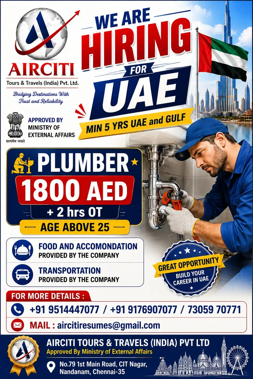 UAE Plumber Vacancy