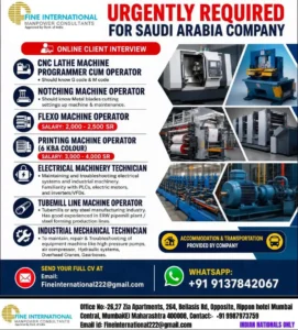Urgent Saudi Arabia jobs - Online Interview (Mumbai)