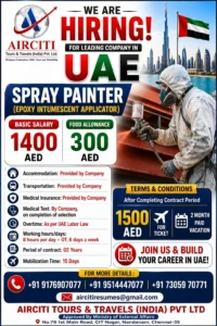 Hiring Spray Painter in UAE - Salary 1400 AED