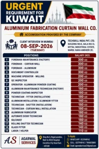 Hiring for Kuwait - Aluminium Fabrication & Curtain Wall Company