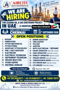 UAE Oil & Gas Shutdown Jobs – Chennai Interview