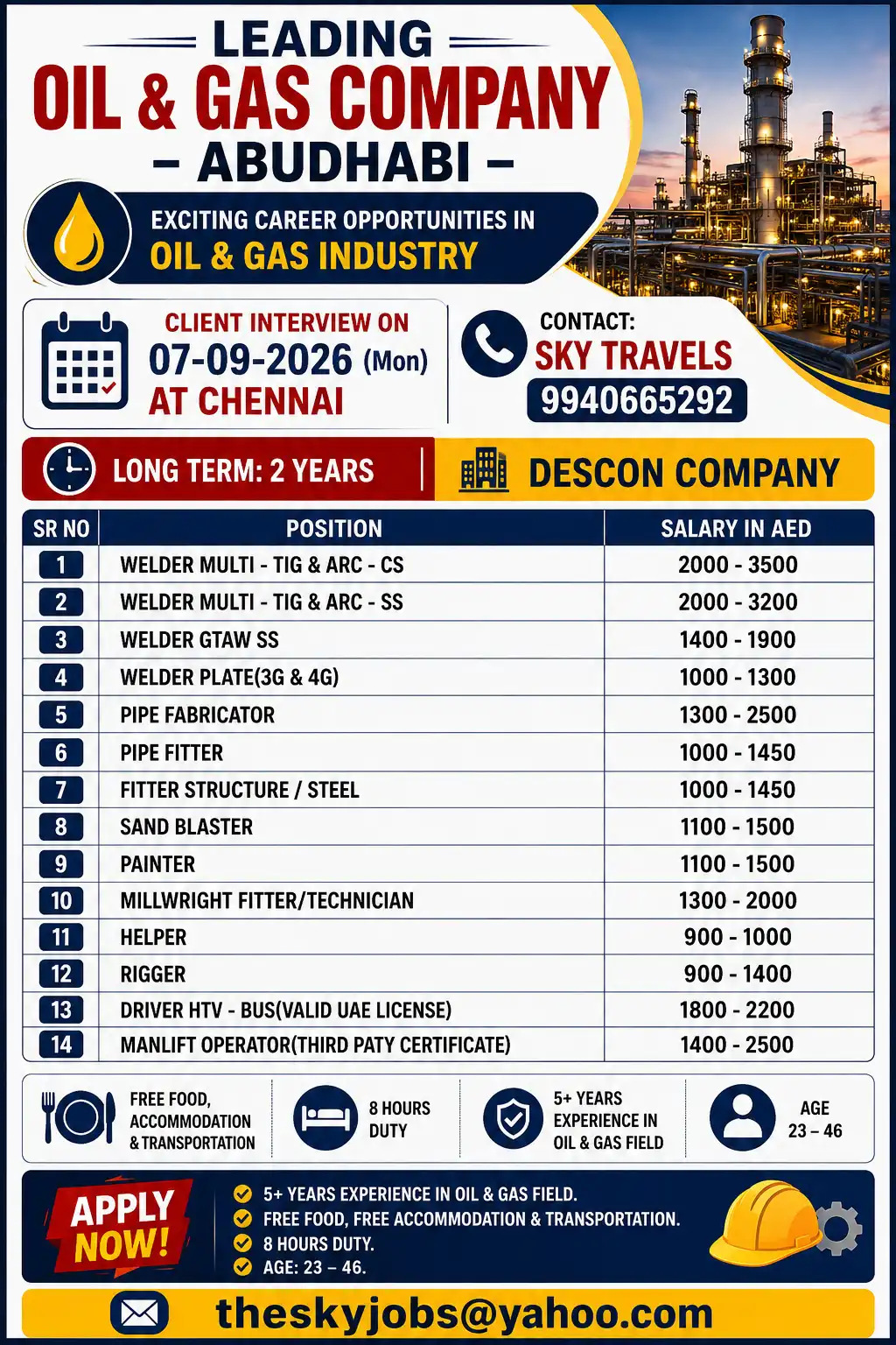 Urgent Hiring – Leading Oil & Gas Company, Abu Dhabi
