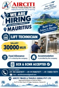 Lift Technician Jobs in Mauritius - ECR & ECNR accepted