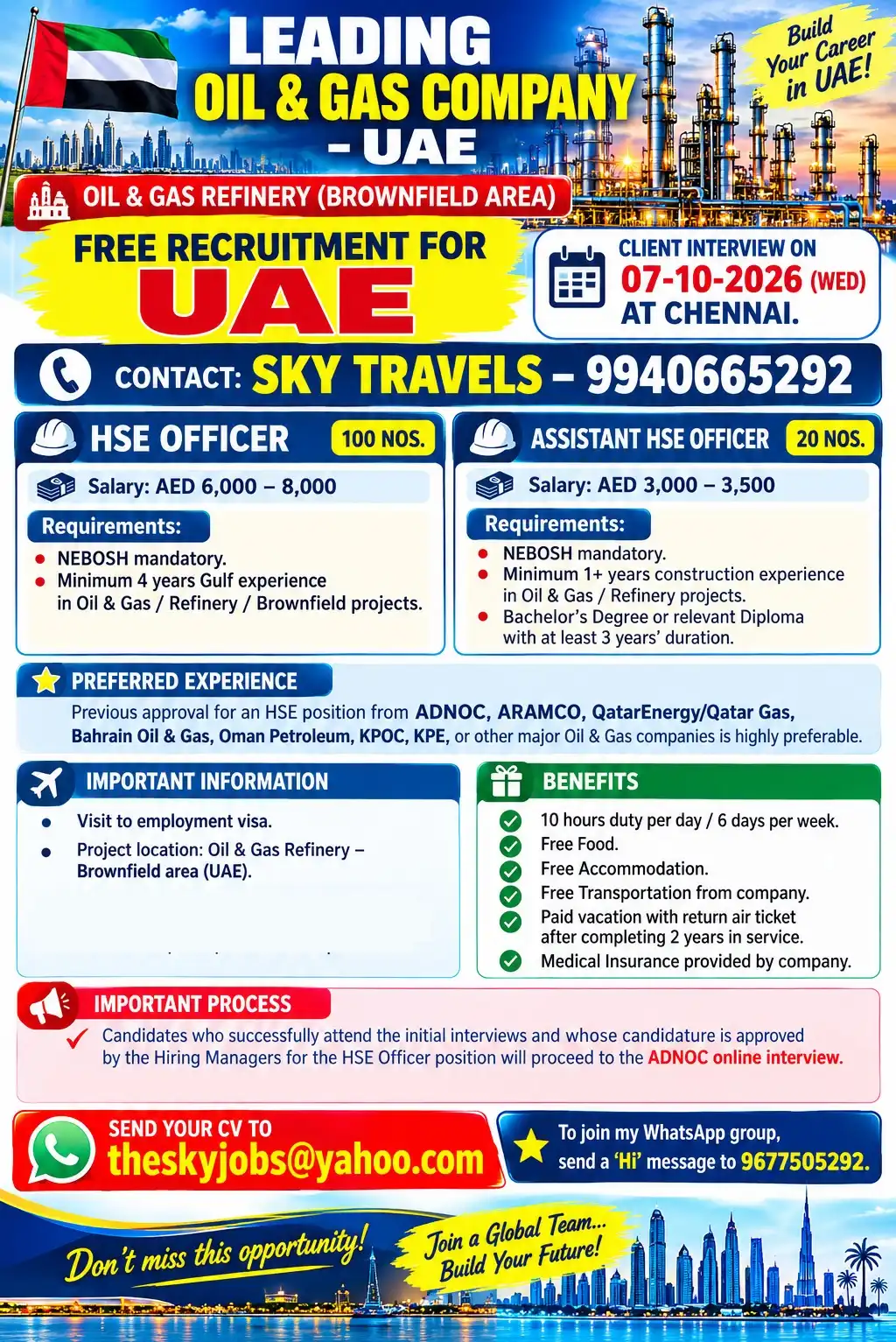 Urgent Gulf Job UAE (Free Recruitment)