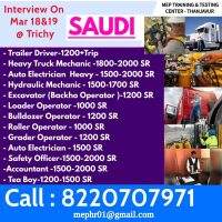 Urgent requirements for Saudi Arabia - Trichy Interview