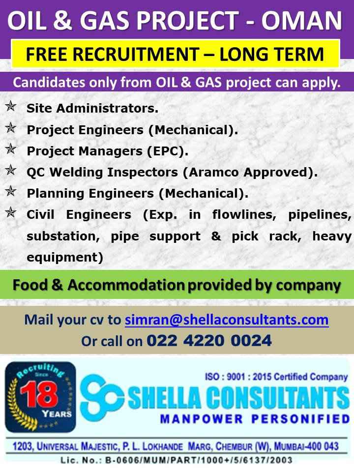 Requirement for Mechanical foreman/fabrication in Oman